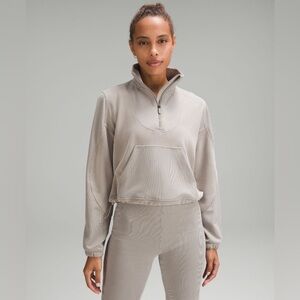 Lululemon Brushed Softstreme Ribbed Half Zip Riverstone 6 NWT